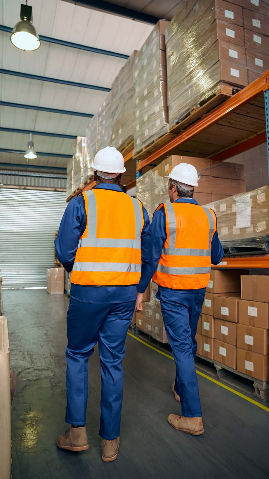 Inspektion von Lager eines Logistikunternehmens mit Sarmas-Arbeitssicherheit.